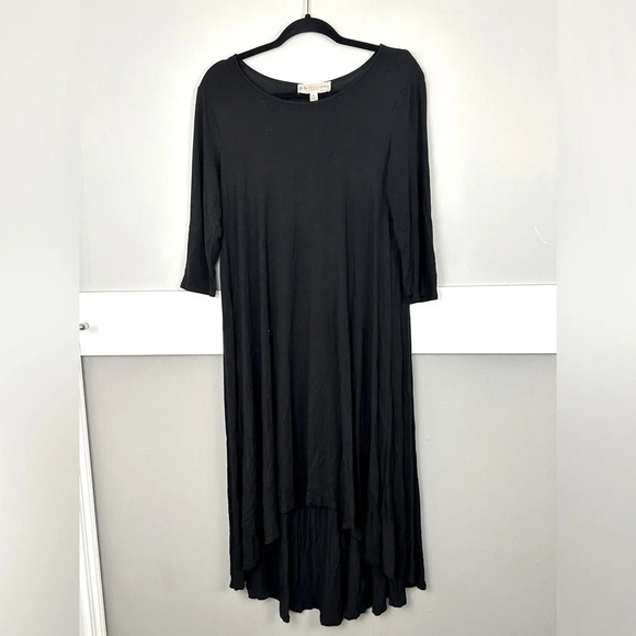 Philosophy Dresses & Skirts - Philosophy Black Jersey  High Low Maxi Dress Size Medium 3/4 Sleeve Minimalist